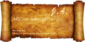 Jóna Adorján névjegykártya